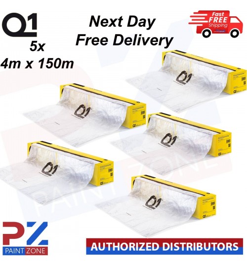5X Q1 MASKING FILM SHEETING ROLL 4M X 150M PREMIUM AUTOMOTIVE PAINT PROTECTON